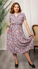 Katherine Shirt Dress in Purple Hydrangea | Weekend Doll - Bright House Vintage