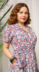 Katherine Shirt Dress in Purple Hydrangea | Weekend Doll - Bright House Vintage