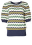 Kurzarm Pullover Navy Multi | Circus | Damenpullover - Bright House Vintage