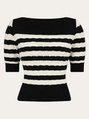 Lana Sweater in Black and Ivory Stripe von Weekend Doll, Freisteller