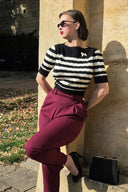 Lana Sweater in Black and Ivory Stripe von Weekend Doll, Modelbild