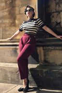 Lana Sweater in Black and Ivory Stripe von Weekend Doll, Modelbild