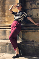Lana Sweater in Black and Ivory Stripe von Weekend Doll, Modelbild