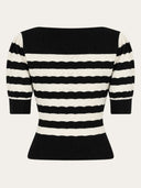 Lana Sweater in Black and Ivory Stripe von Weekend Doll, Rückansicht