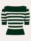 Lana Sweater in Bottle Green and Ivory Stripe von Weekend Doll, Freisteller