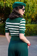 Lana Sweater in Bottle Green and Ivory Stripe von Weekend Doll, Modelbild