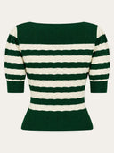 Lana Sweater in Bottle Green and Ivory Stripe von Weekend Doll, Rückansicht
