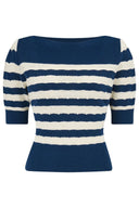 Lana Sweater in Navy and Ivory Stripe | Weekend Doll - Bright House Vintage