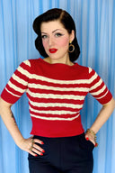 Lana Sweater in Red and Ivory Stripe | Weekend Doll - Bright House Vintage