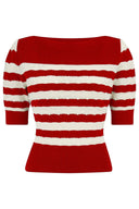 Lana Sweater in Red and Ivory Stripe | Weekend Doll - Bright House Vintage