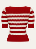 Lana Sweater in Red and Ivory Stripe, Rückansicht – Weekend Doll