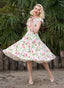 Larisa Floral Swing Dress in Weiß & Rosa | Hearts & Roses | Damenkleid - Bright House Vintage