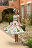 Lottie Floral Swing Dress in Weiß | Hearts & Roses | Damenkleid - Bright House Vintage