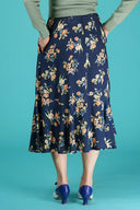 Marvelous Midi Skirt in Navy mit floralem Print | Emmy Design | Damenrock - Bright House Vintage
