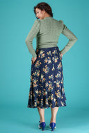 Marvelous Midi Skirt in Navy mit floralem Print | Emmy Design | Damenrock - Bright House Vintage