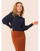 Maya Top Doriana Navy | Very Cherry | Damenshirt - Bright House Vintage