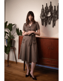 Midi Kleid Safiya in Schwarz - Braun | Very Cherry | Damenkleid - Bright House Vintage