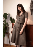 Midi Kleid Safiya in Schwarz - Braun | Very Cherry | Damenkleid - Bright House Vintage