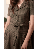 Midi Kleid Safiya in Schwarz - Braun | Very Cherry | Damenkleid - Bright House Vintage