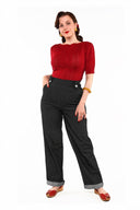 Monroe Trousers in Black Denim, Modelbild – Weekend Doll