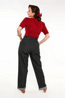 Monroe Trousers in Black Denim, Modelbild Rückansicht – Weekend Doll