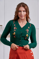 Nara Forest Friends Cardigan in Green | Banned Retro - Bright House Vintage