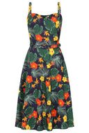 Navy Morena Tropical Summer Swing Dress - Bright House Vintage