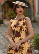 Orla Floral Swing Dress in Gelb | Hearts & Roses | Damenkleid - Bright House Vintage