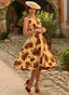 Orla Floral Swing Dress in Gelb | Hearts & Roses | Damenkleid - Bright House Vintage