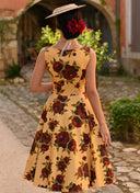 Orla Floral Swing Dress in Gelb | Hearts & Roses | Damenkleid - Bright House Vintage