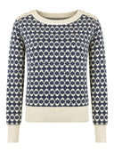 Pullover mit Herzmuster in Creme und Blau | Circus Clothing | Damenpullover - Bright House Vintage