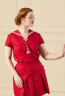 1930s Sailor Top - Red Natural Fibre