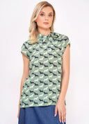 Schleifenbluse Anna Dachshund in Grün | Circus Clothing - Bright House Vintage