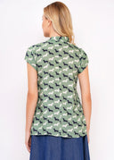Schleifenbluse Anna Dachshund in Grün | Circus Clothing - Bright House Vintage