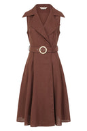 Sky Polka Wrap Dress in Braun | Banned Retro - Bright House Vintage