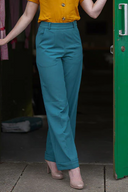1930s and 40s Classic High Waist Wide Leg Trousers in Teal | Weekend Doll