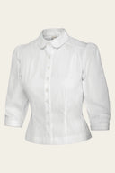 The Bookworm Blouse in White | Emmy Design - Bright House Vintage
