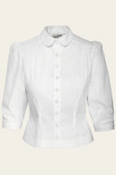 The Bookworm Blouse in White | Emmy Design - Bright House Vintage