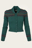The Fair Isle Knit Jacket aus petrolfarbener Wolle | Emmy Design | Damenstrickjacke - Bright House Vintage