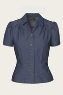 The Famous Favorite Blouse aus dunkelblauem Denim | Emmy Design | Damenbluse - Bright House Vintage