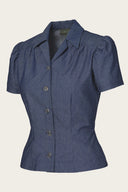The Famous Favorite Blouse aus dunkelblauem Denim | Emmy Design | Damenbluse - Bright House Vintage