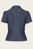 The Famous Favorite Blouse aus dunkelblauem Denim | Emmy Design | Damenbluse - Bright House Vintage