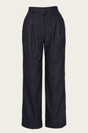 The Fancy Worker Pants in navy mit braunen Nadelstreifen | Emmy Design | Damenhose - Bright House Vintage