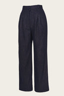 The Fancy Worker Pants in navy mit braunen Nadelstreifen | Emmy Design | Damenhose - Bright House Vintage