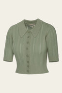 The Non Contrast Cardigan in Green | Emmy Design - Bright House Vintage