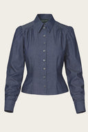 The Spectacular Spearpoint Shirt aus dunkelblauem Denim | Emmy Design | Damenshirt - Bright House Vintage