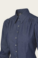 The Spectacular Spearpoint Shirt aus dunkelblauem Denim | Emmy Design | Damenshirt - Bright House Vintage