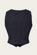 The Suit Up Waistcoat in navy mit braunen Nadelstreifen | Emmy Design | Damenweste - Bright House Vintage