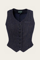 The Suit Up Waistcoat in navy mit braunen Nadelstreifen | Emmy Design | Damenweste - Bright House Vintage