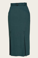 The Triple Step Skirt aus petrolfarbenem Woll - Bouclé | Emmy Design | Damenrock - Bright House Vintage